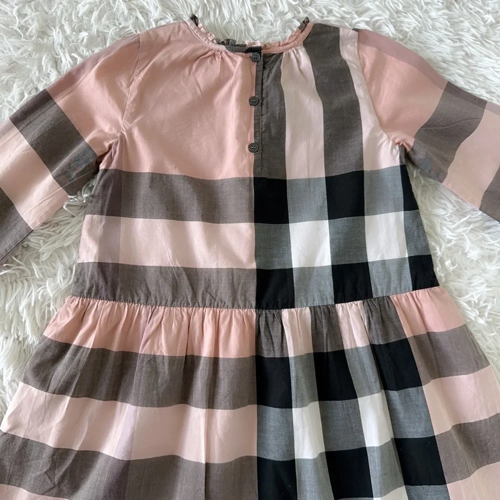 Burberry Pink and Black Pleated Sundress with Raglan Sleeves